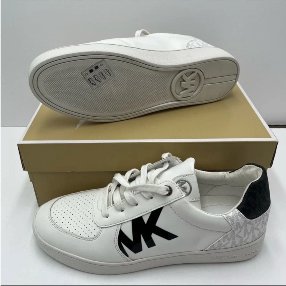 Michael Kors White and Black Logo Signature Sneakers